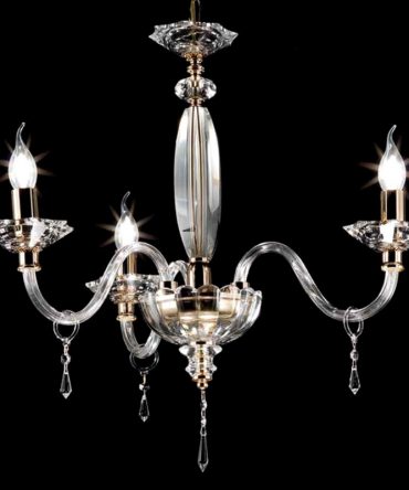 Lampadario 3 Luci In Vetro E Cristallo Fiamma Ondaluce Ciciriello