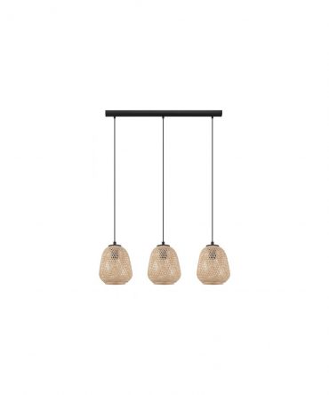 Lampadario 3 Luci Legno Naturale Dembleby Eglo