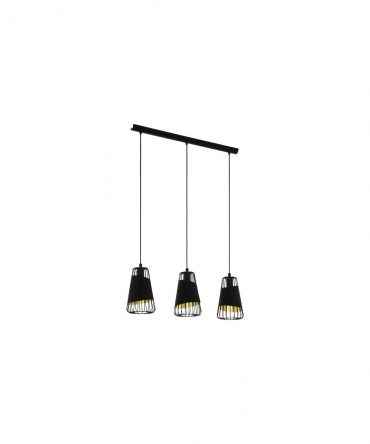 Lampadario 3 Luci Per Isola Cucina Vintage Nero E Oro Austell Eglo