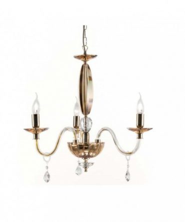 Lampadario classico per soggiorno 3 Luci vetro e cristallo Cecilia Ondaluce Ciciriello