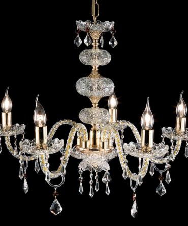 Lampadario 5 Luci Vetro E Cristallo Dallas Oro Ondaluce Ciciriello