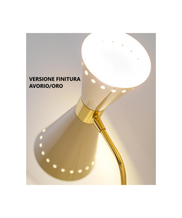 Lampadario 6 Luci Doppia Emissione Megafono Avorio Oro Stilnovo 9577