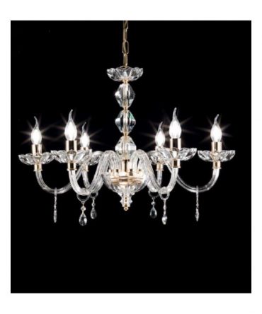 Lampadario classico per Salone 6 Luci In Cristallo E Vetro Brigida Ondaluce Ciciriello