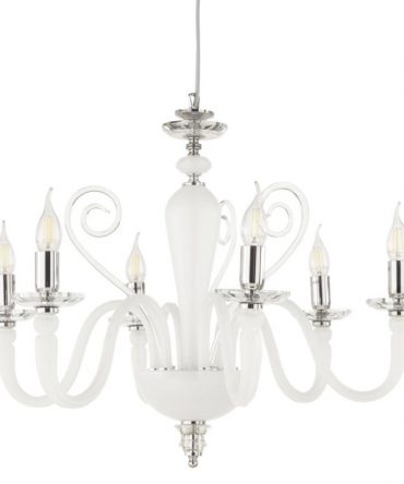 Lampadario 6 Luci In Vetro Bianco Debussy Ondaluce Ciciriello