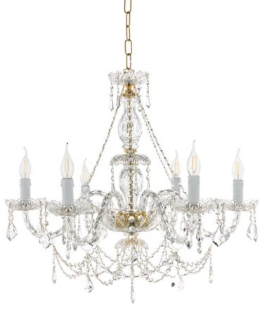 Lampadario 6 Luci In Vetro Trasparente Opera Ondaluce Ciciriello