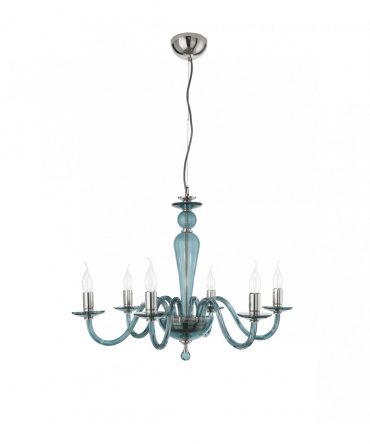 Lampadario 6 Luci Paganini Blu Ottanio Ondaluce Ciciriello