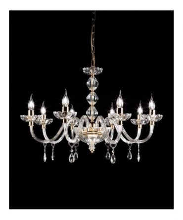 Lampadario 8 Luci In Cristallo E Vetro Brigida Ondaluce Ciciriello