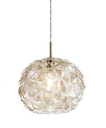 Lampadario classico Perenz METEORA 6766 AM E27 LED sospensione vetro ambra calata interno