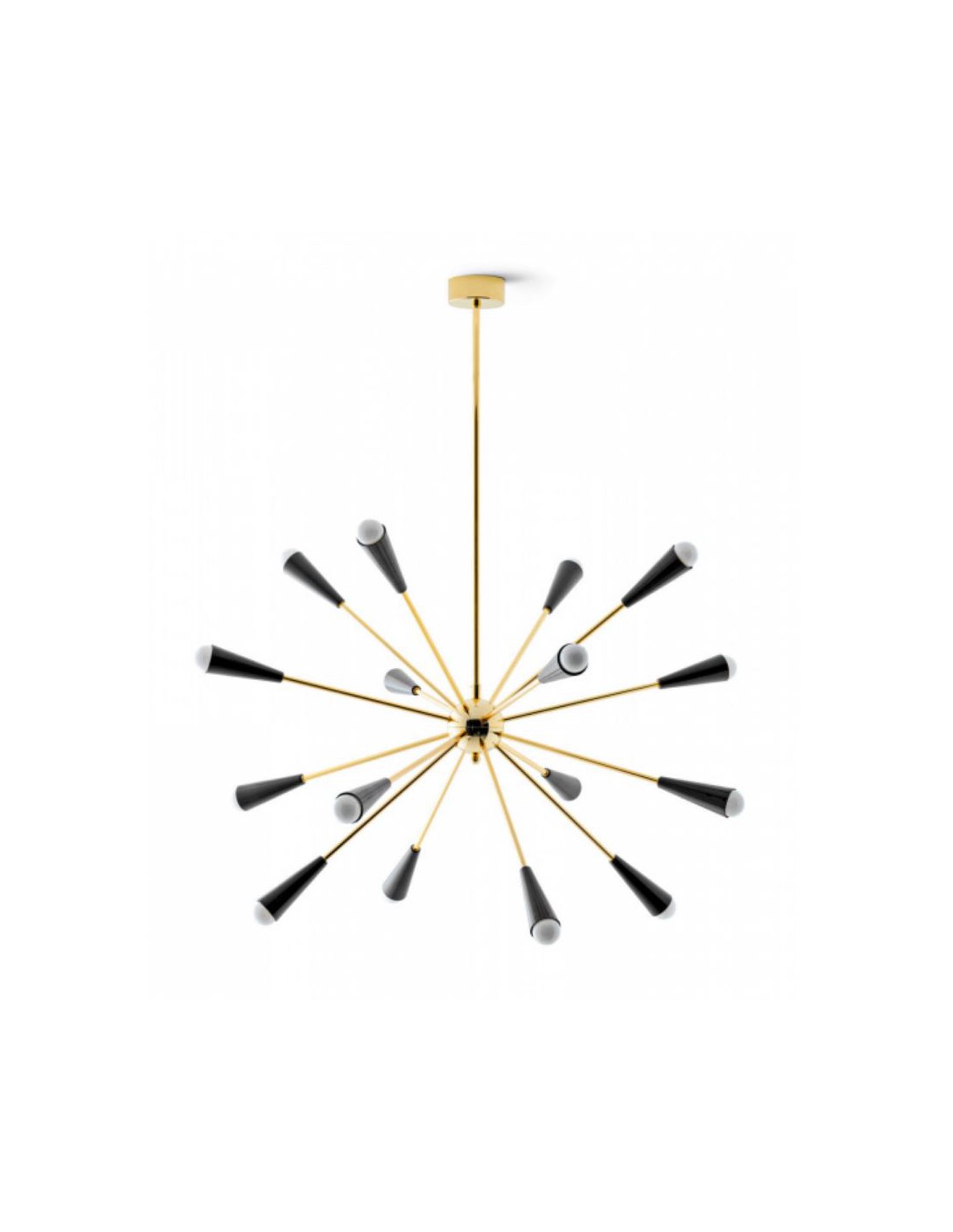 Lampadario Design Fuoco D'artificio 16 Luci Sputnik Nero Oro Stilnovo 9590