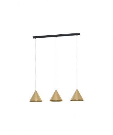 Lampadario Isola Cucina Design 3 Coni Metallo Ottone Narices Eglo