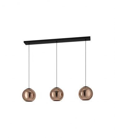 Lampadario Lineare Design Moderno 3 Sfere Vetro Rame Cordoba Eglo