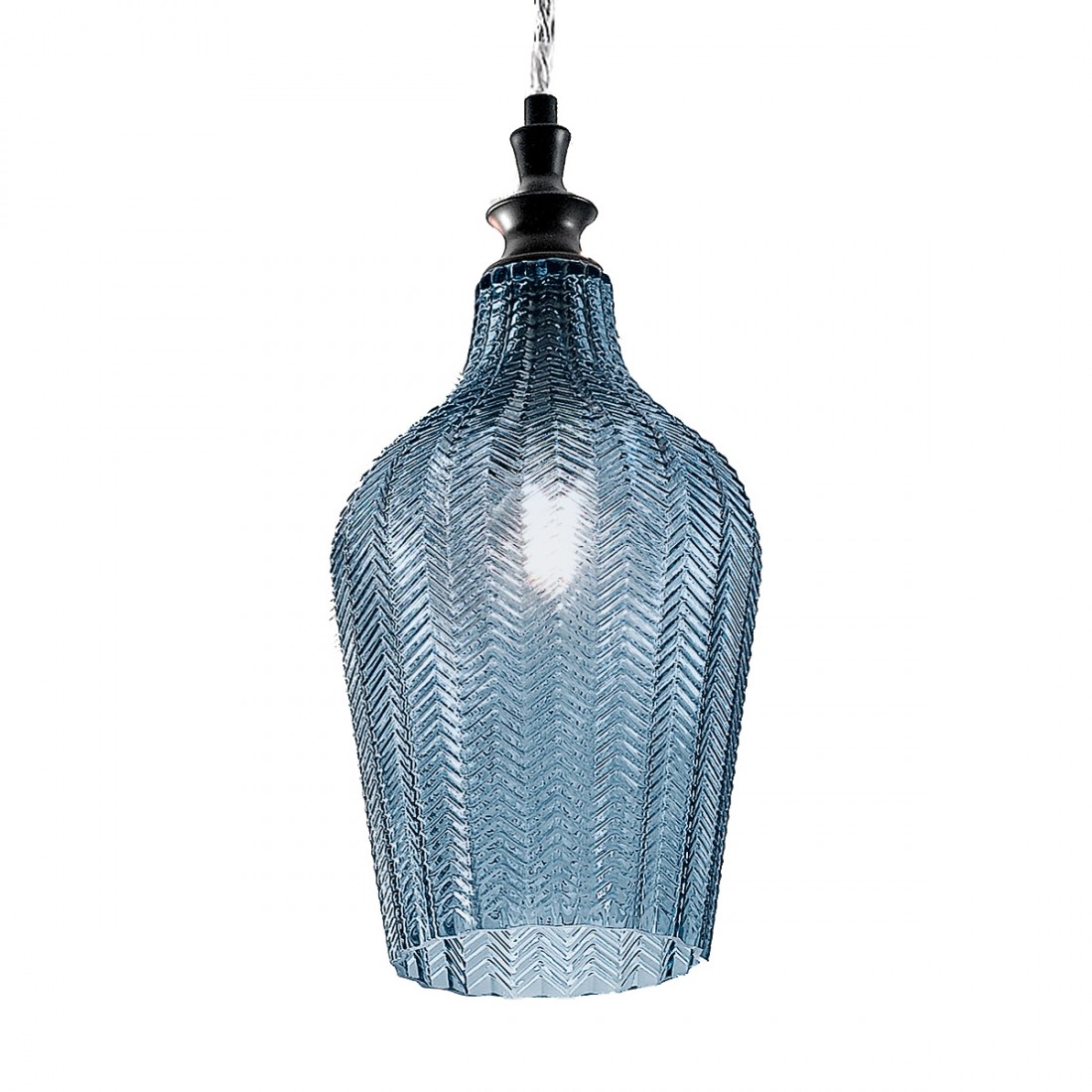 Lampadario Classico Gea Luce CLEOFE S12 E27 LED vetro cobalto lampada sospensione