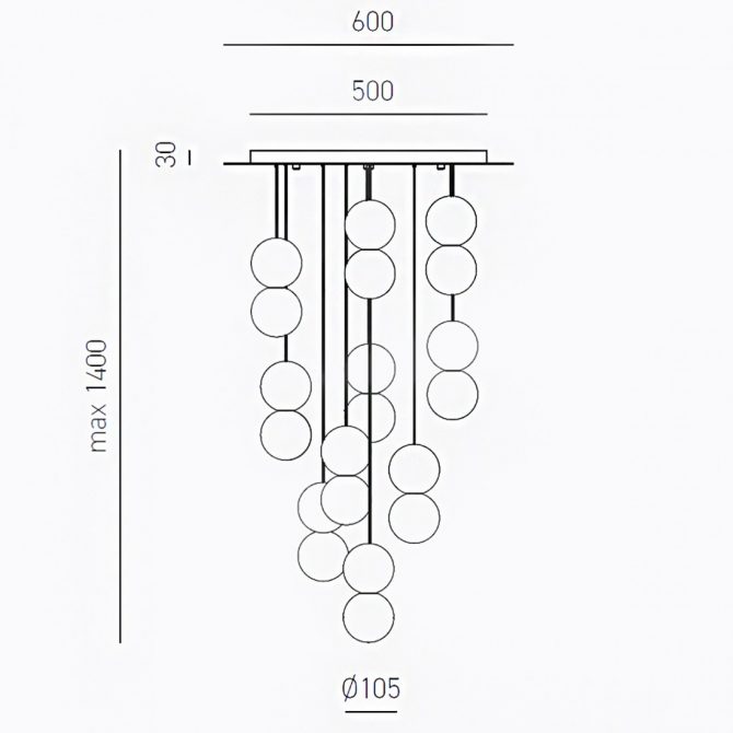 Gea Luce SFERA S10 Lampadario a Grappolo Multiluce in Vetro