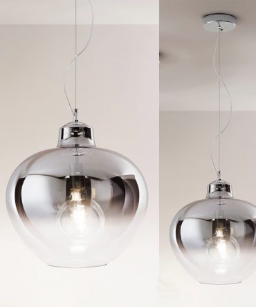 Lampadario moderno Perenz BOWL 6666 SP E27 LED sospensione vetro trasparente fumè specchiato interno