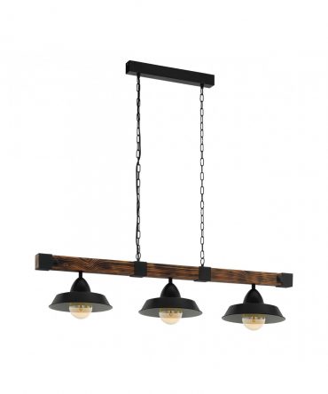 Lampadario Rustico 3 Luci Oldbury Legno Anticato Eglo