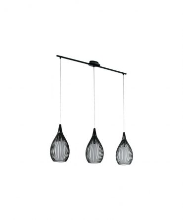 Lampadario Sospensione Razoni 3 Gabbie Affusolate Nero Eglo