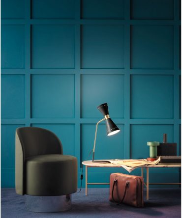 Lume Da Tavolo Design Moderno Megafono Nero Oro Stilnovo 9574