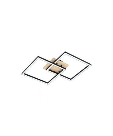 Plafoniera 2 Quadrati Led Dimmer Lomaltas-Z Legno Eglo