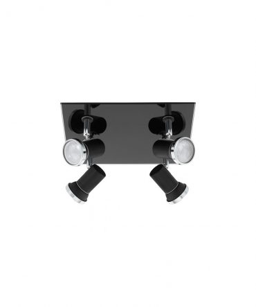 Plafoniera 4 Spot Cilindrici Tamara Nero IP44 Eglo