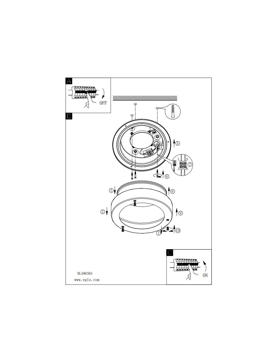 Plafoniera Applique Acciaio IP44 Rotonda Led Vento 2 Eglo