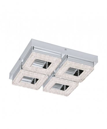 Plafoniera Applique Fradelo Led Cromo Con Cristalli 28x28 cm Eglo