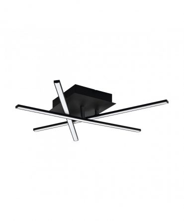Plafoniera Applique Lasana Nero 3 Bacchette Led L50 cm Eglo