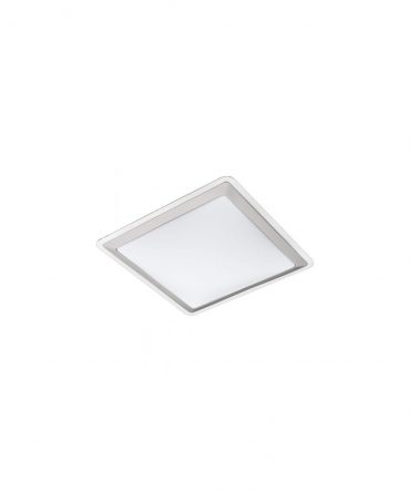 Plafoniera Applique Quadrata Competa Led Bianco E Argento Eglo