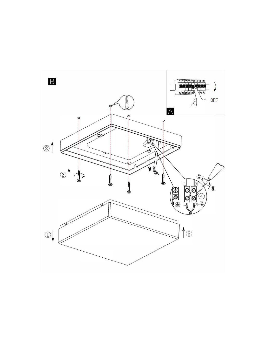 Plafoniera Applique Quadrata Sonella Bordo Nero Led IP44 Eglo
