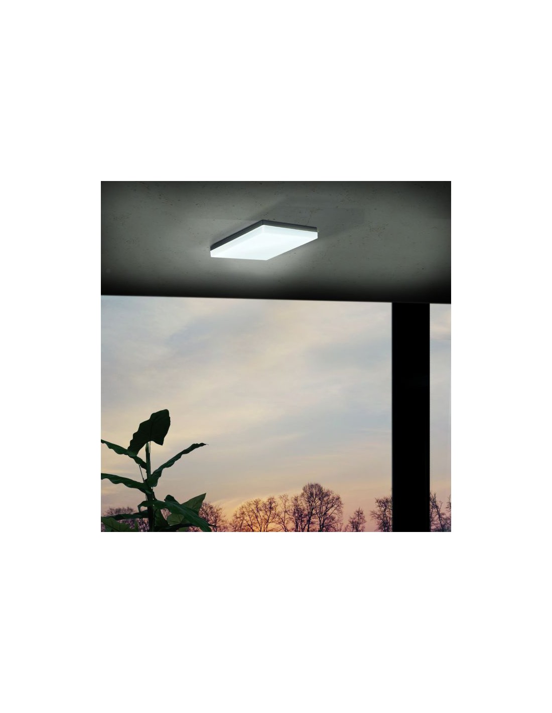 Plafoniera Applique Quadrata Sonella Bordo Nero Led IP44 Eglo