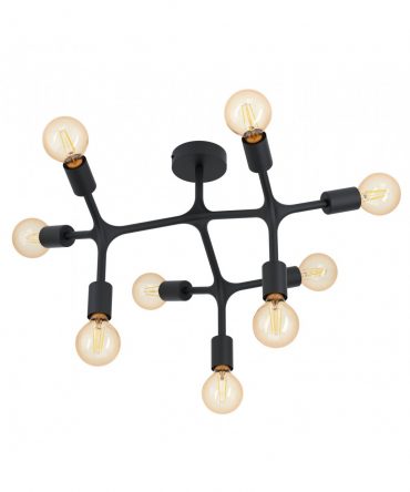 Plafoniera Bocadella Nero 9xE27 Ø64 cm Eglo