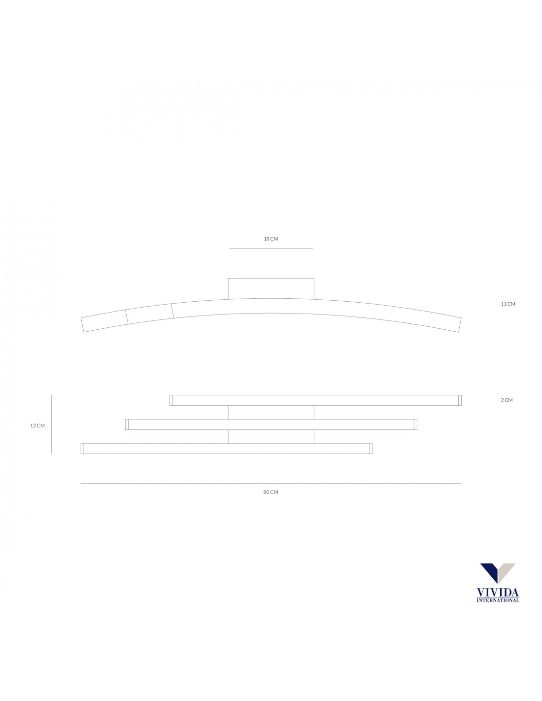 Plafoniera Bow Bianco 3 Bacchette Led 36w 3000k/4000k Vivida International
