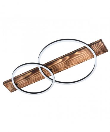 Plafoniera Boyal 2 Anelli Led Legno Anticato L78 cm Eglo