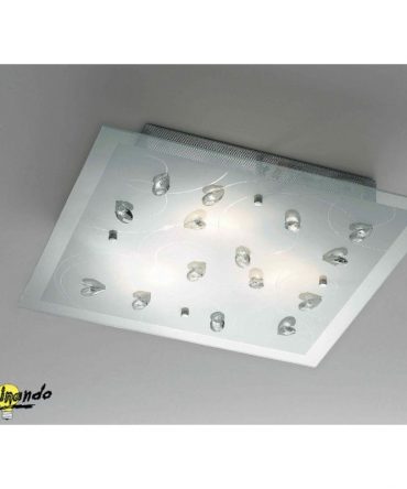 Plafoniera con gemme in cristallo Petali 50x50 cm Illuminando