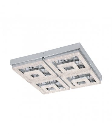 Plafoniera Fradelo Led Cromo Con Cristalli 52X52 cm Eglo