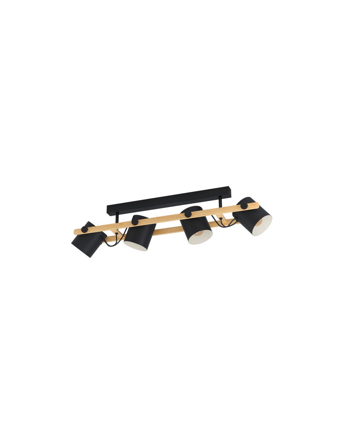 Plafoniera Hornwood Industriale Legno 4 Spot Nero Crema Eglo