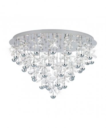Plafoniera Led Cromo Con Cristalli Decorativi Pianopoli Ø78 cm Eglo