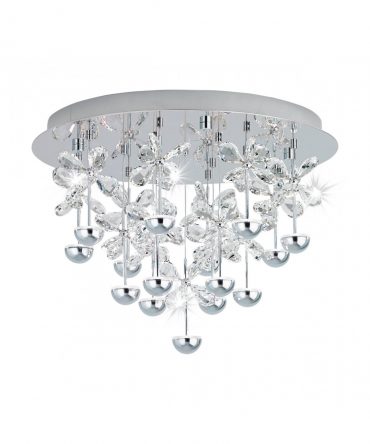 Plafoniera Led Cromo Cristalli Decorativi Pianopoli Ø50 cm Eglo
