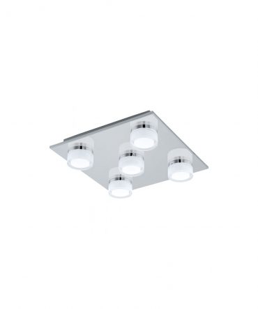 Plafoniera Quadrata 5 Led Dimmer Romendo Cromo IP44 Eglo