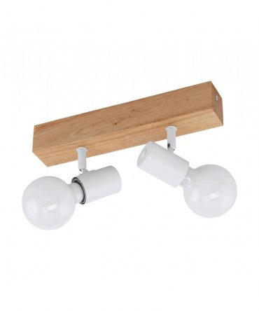 Plafoniera Townshend 2 Spot Bianco Con Legno Naturale Eglo