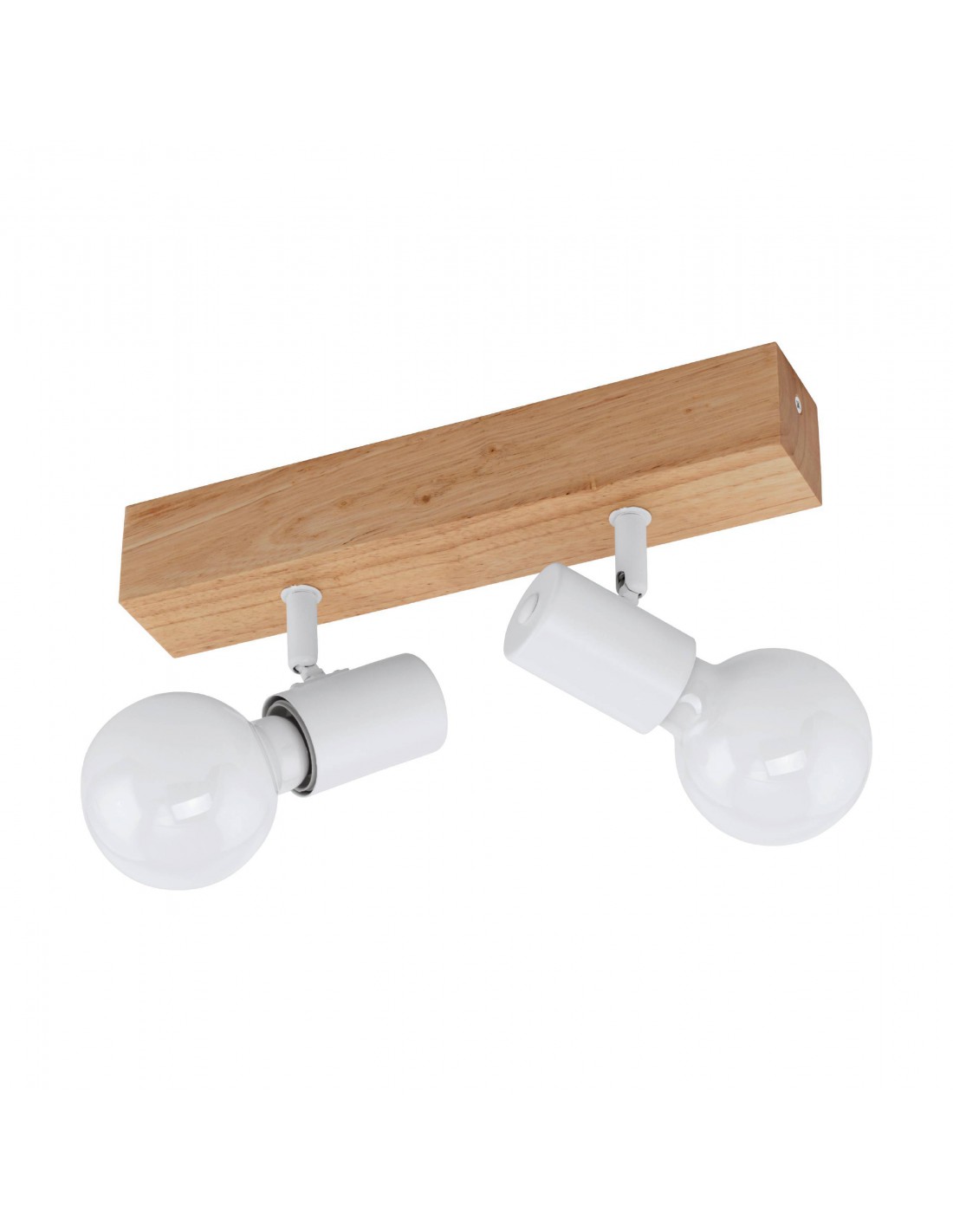 Plafoniera Townshend 2 Spot Bianco Con Legno Naturale Eglo
