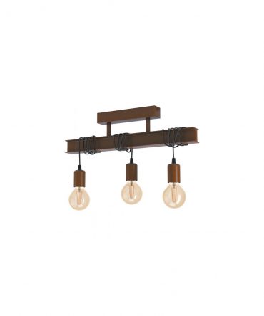 Plafoniera Vintage Townshend Marrone Anticato 3 Luci Eglo