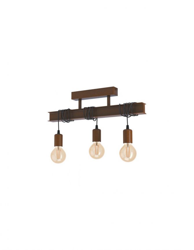 Plafoniera Vintage Townshend Marrone Anticato 3 Luci Eglo