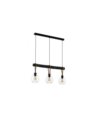 Sospensione 3 Luci Vintage Vetro E Corda Roding Eglo