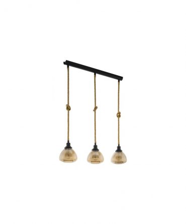 Sospensione 3 Pendel Corda E Vetro Ambra Rampside Eglo