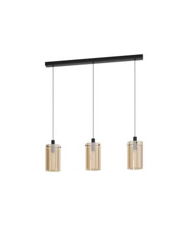 Sospensione 3 Pendel Vetro Ambra Polverara Eglo