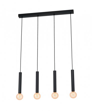 Sospensione 4 Luci Lineare Cortenova Metallo Nero L84 cm Eglo