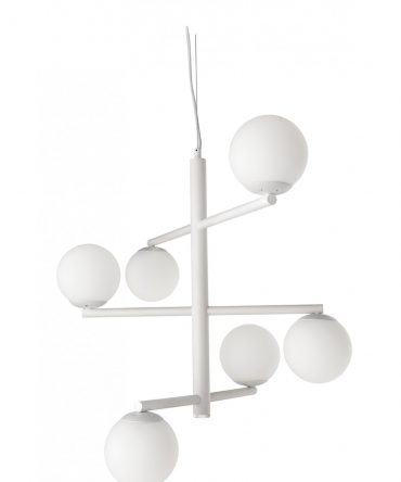 Sospensione 6 Luci Led E14 Gizah Bianca Ondaluce Ciciriello