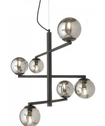 Sospensione 6 Luci Led E14 Gizah Nera Ondaluce Ciciriello