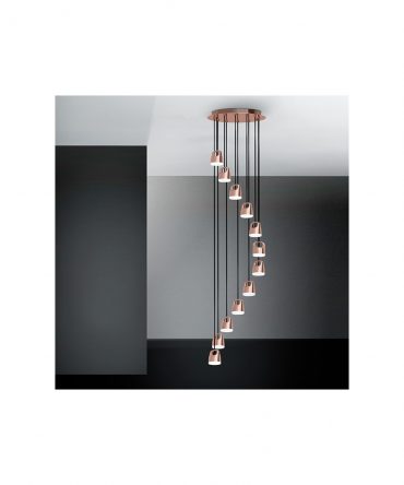 Sospensione Bag Cascata Oro Rosa Led 38w 3000k Ø30 cm Vivida International