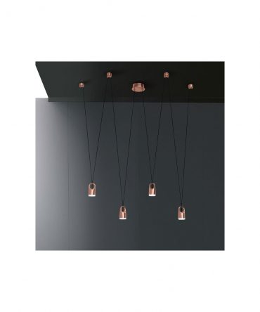 Sospensione Bag Oro Rosa 4 Led Sistema Decentramento Vivida International